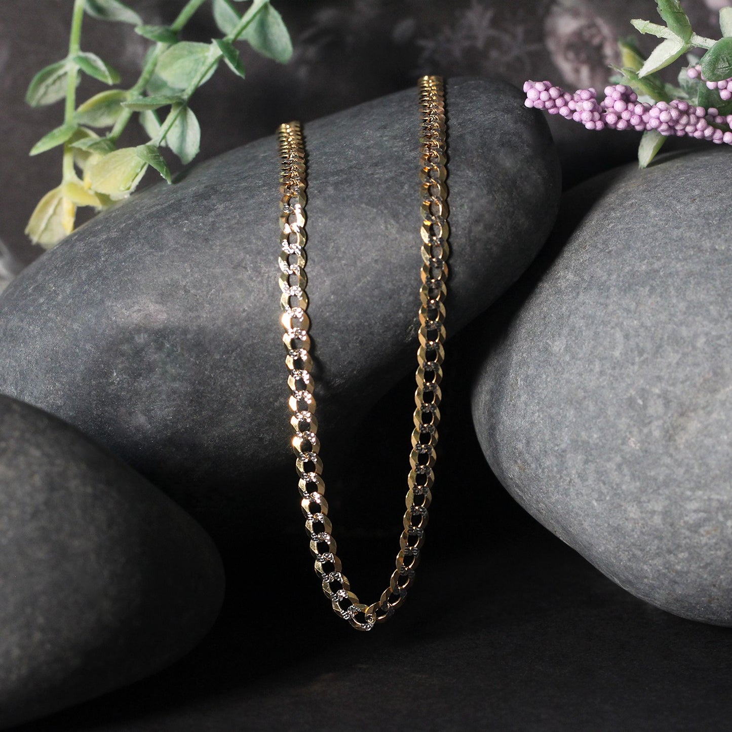 14K Two-Tone Gold Pavé Curb Chain (3.60 mm)