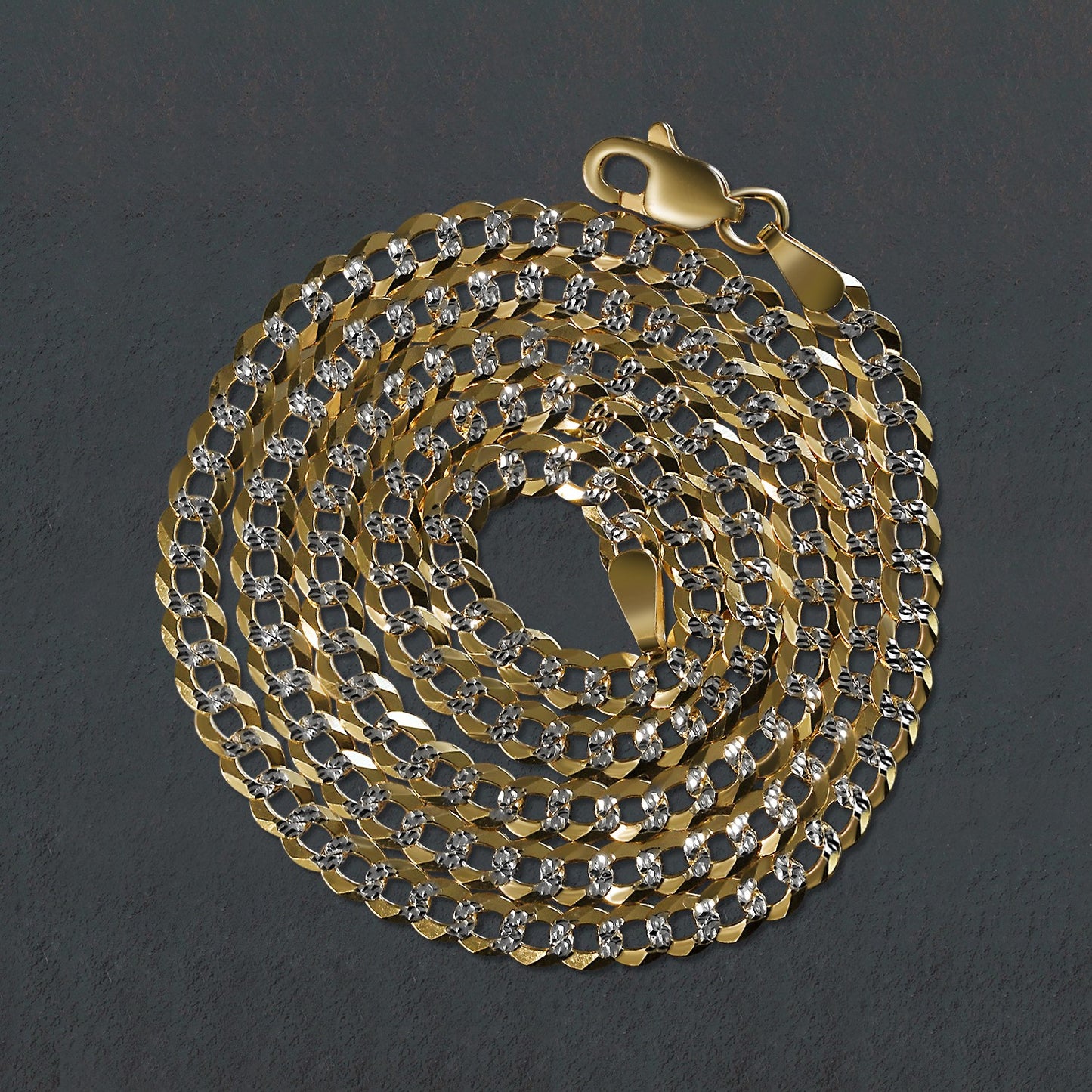 14K Two-Tone Gold Pavé Curb Chain (3.60 mm)