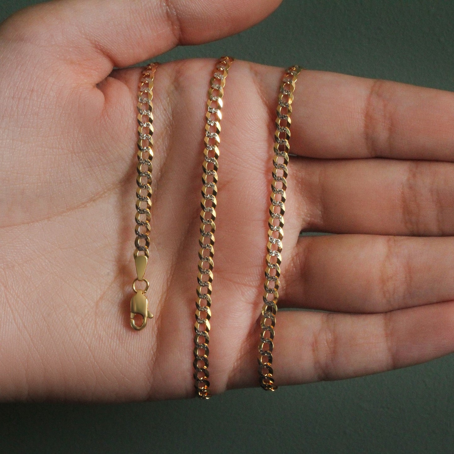 14K Two-Tone Gold Pavé Curb Chain (3.60 mm)