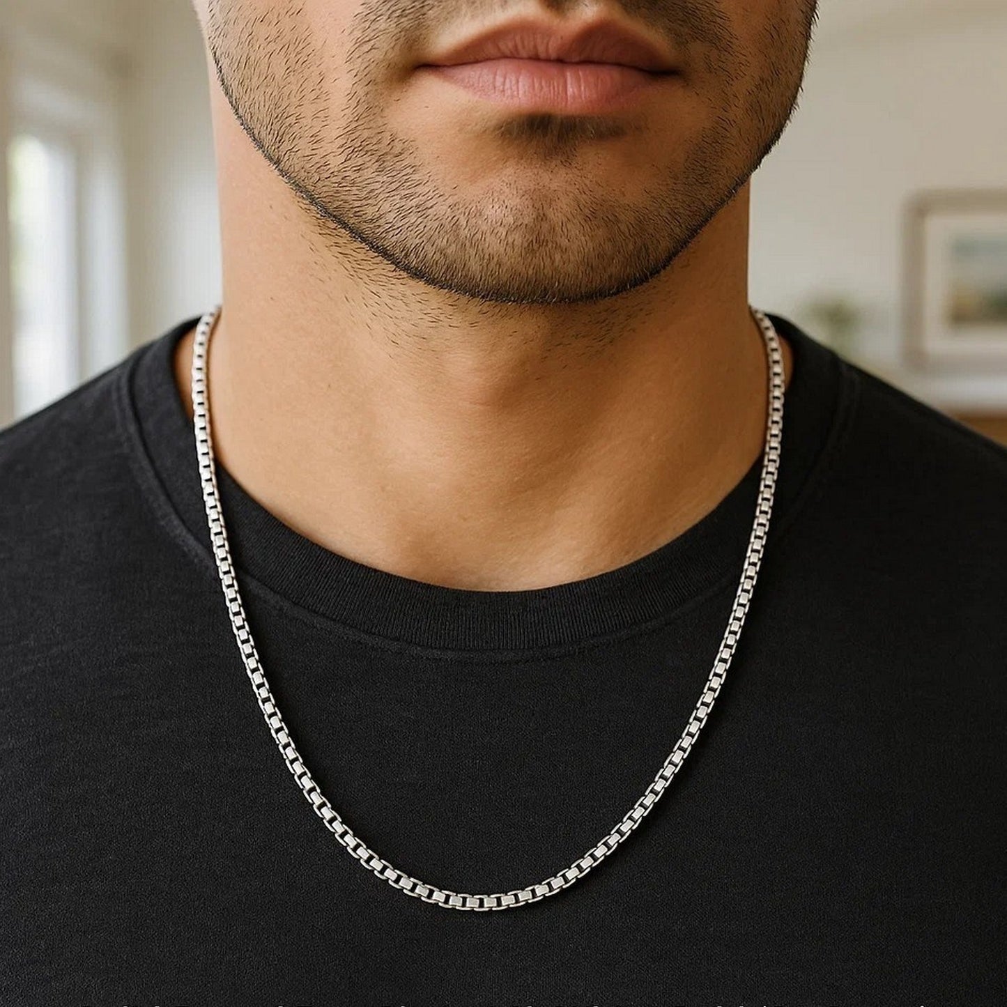 14K White Gold Solid Round Box Chain (2.50mm)