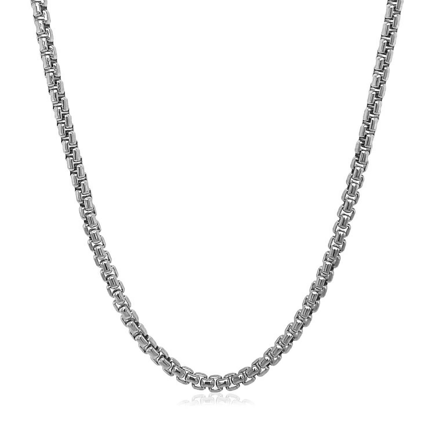 14K White Gold Solid Round Box Chain (2.50mm)