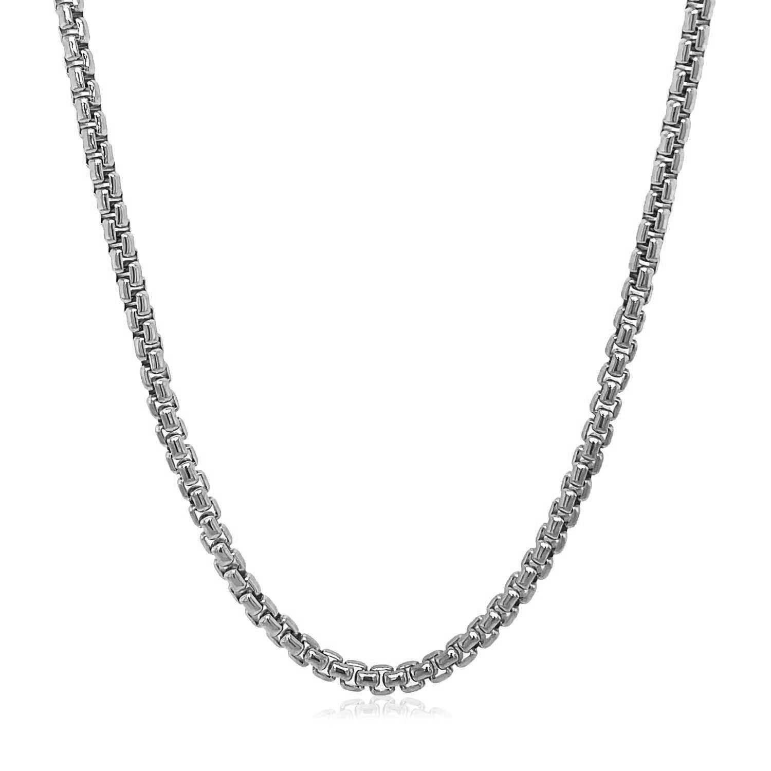 14K White Gold Solid Round Box Chain Necklace (2.50mm) – True Pure Gold