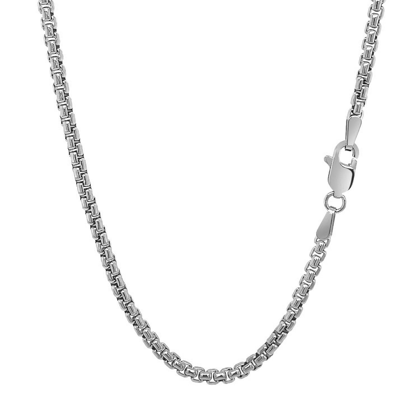 14K White Gold Solid Round Box Chain (2.50mm)
