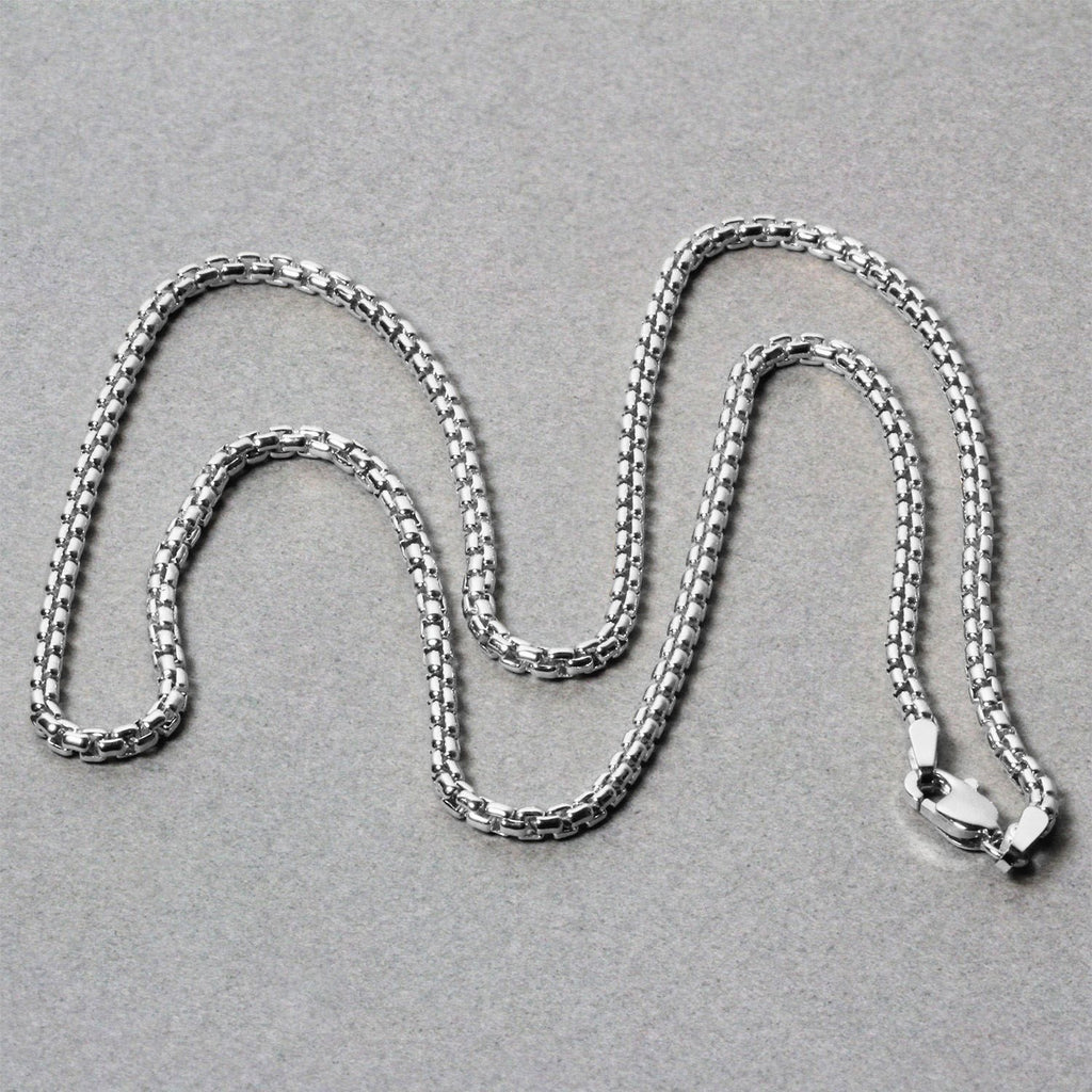 14K White Gold Solid Round Box Chain Necklace (2.50mm) – True Pure Gold