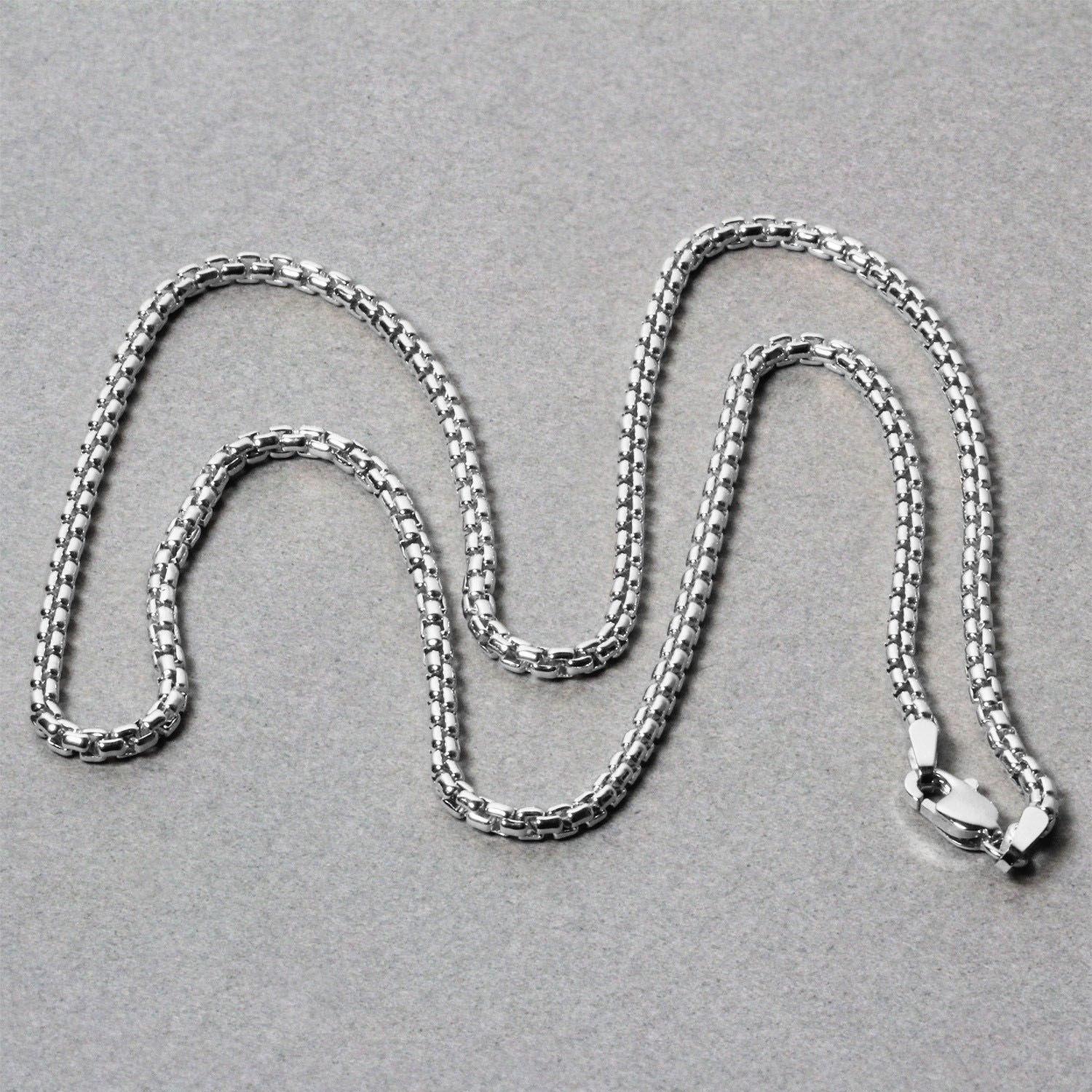 14K White Gold Solid Round Box Chain Necklace (2.50mm) – True Pure Gold