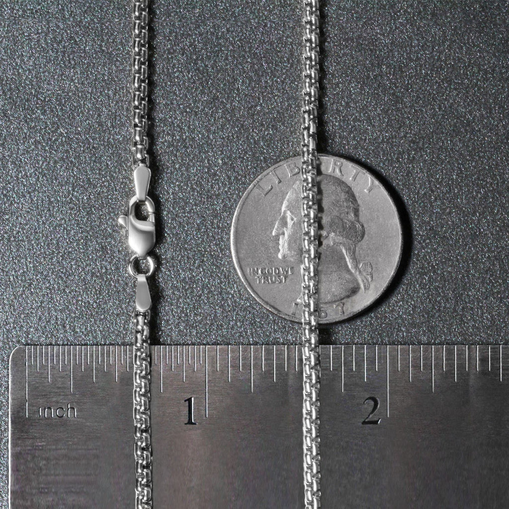 14K White Gold Solid Round Box Chain Necklace (2.50mm) – True Pure Gold