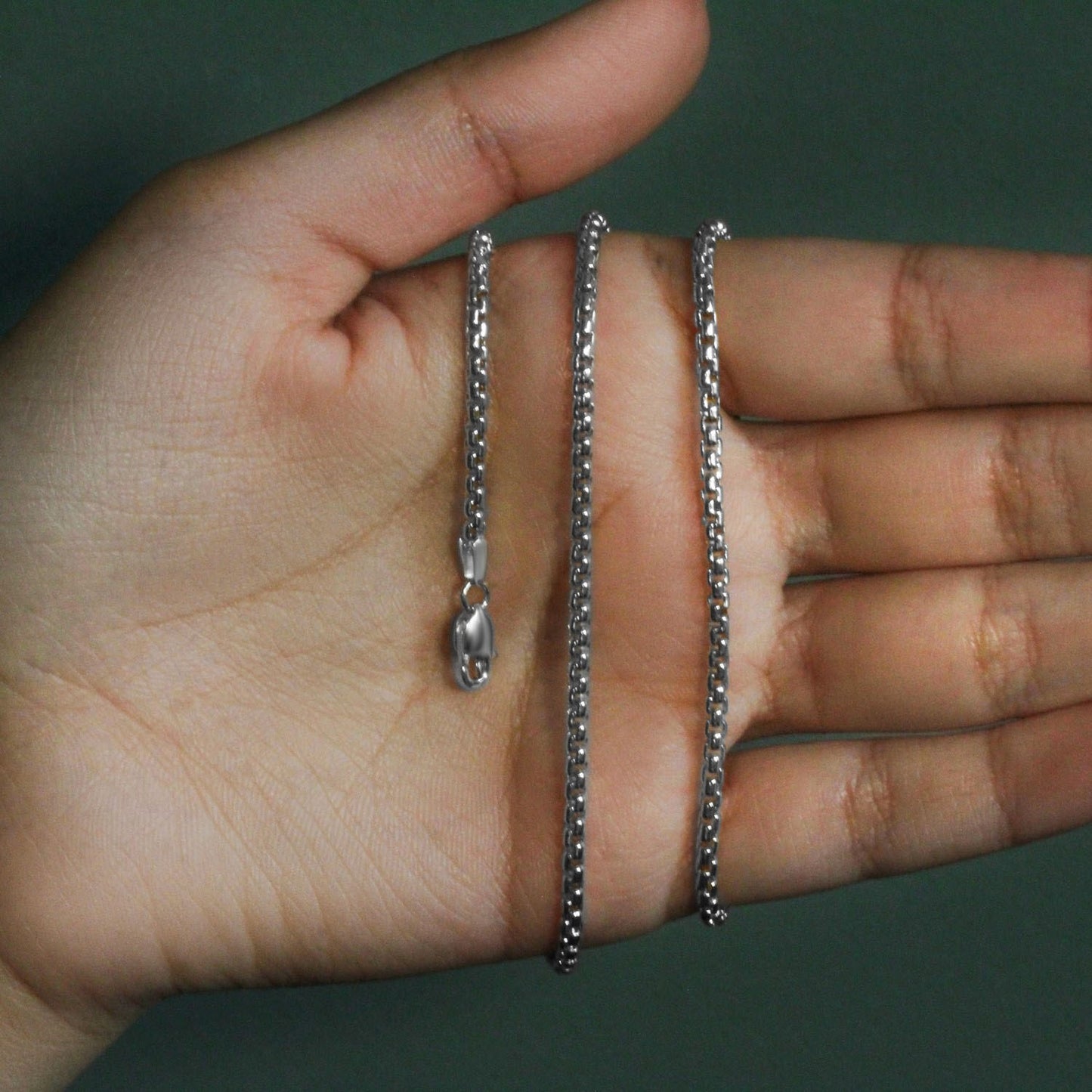 14K White Gold Solid Round Box Chain (2.50mm)