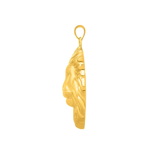 14K Yellow Gold Lion Head Pendant | Solid Gold
