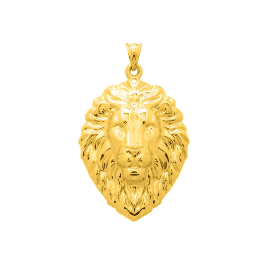 14K Yellow Gold Lion Head Pendant | Solid Gold