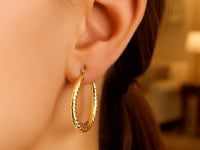 14k Yellow Gold Hoop Earrings with Textured Details