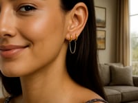 14k Yellow Gold Two Hole Huggie Style Hoop Earrings