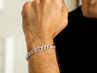 14k White Gold Solid Figaro Bracelet (6.00 mm)