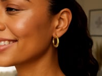 14K Yellow Gold Diamond Cut Etched Pattern Hoop Earrings