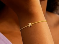 14K Yellow Gold Mini Initial B Bracelet