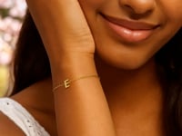 14K Yellow Gold Mini Initial E Bracelet