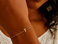 14K Yellow Gold Mini Initial T Bracelet