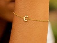 14K Yellow Gold Mini Initial C Bracelet