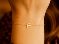 14K Yellow Gold Mini Initial F Bracelet