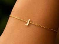 14K Yellow Gold Mini Initial J Bracelet