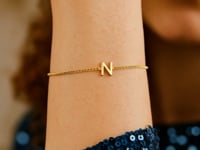 14K Yellow Gold Mini Initial N Bracelet