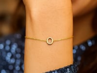 14K Yellow Gold Mini Initial O Bracelet