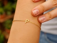 14K Yellow Gold Mini Initial P Bracelet