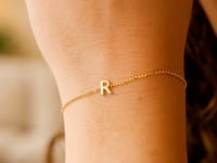 14K Yellow Gold Mini Initial R Bracelet
