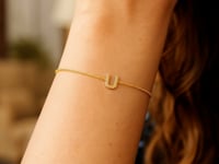 14K Yellow Gold Mini Initial U Bracelet