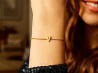 14K Yellow Gold Mini Initial V Bracelet