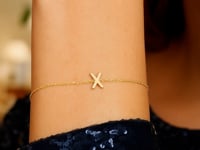 14K Yellow Gold Mini Initial X Bracelet