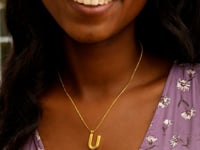 14K Yellow Gold Helium Initial U Pendant
