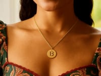 14K Yellow Gold Disc Initial B Pendant