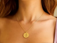 14K Yellow Gold Disc Initial I Pendant