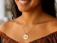 14K Yellow Gold Disc Initial M Pendant