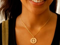 14K Yellow Gold Disc Initial O Pendant