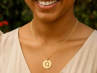 14K Yellow Gold Disc Initial Q Pendant