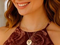 14K Yellow Gold Disc Initial Y Pendant